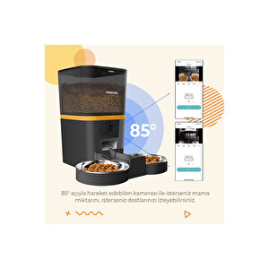 Qq009-dual Fhd Kameralı, Akıllı Otomatik Kedi Mama Kabı Siyah Türki̇ye Garanti̇li̇