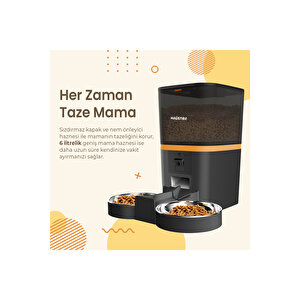 Qq009-dual Fhd Kameralı, Akıllı Otomatik Kedi Mama Kabı Siyah Türki̇ye Garanti̇li̇