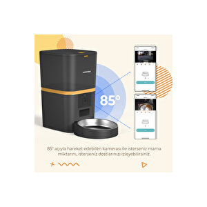 Qq005 Kameralı Akıllı Kedi Köpek Otomatik Mama Kabı Siyah Türki̇ye Garanti̇li̇