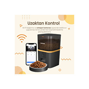 Qq005 Kameralı Akıllı Kedi Köpek Otomatik Mama Kabı Siyah Türki̇ye Garanti̇li̇