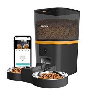 Qq005-dual Kameralı Akıllı Otomatik Kedi Mama Kabı Siyah (hausti̇er Türki̇ye Garanti̇li̇)