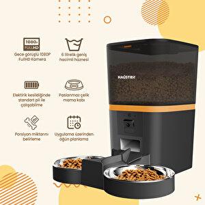 Qq005-dual Kameralı Akıllı Otomatik Kedi Mama Kabı Siyah (hausti̇er Türki̇ye Garanti̇li̇)