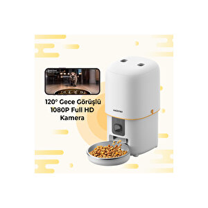 Pf05 Fhd Kameralı Görüş Akıllı Otomatik Kedi Mama Kabı Beyaz Türki̇ye Garanti̇li̇