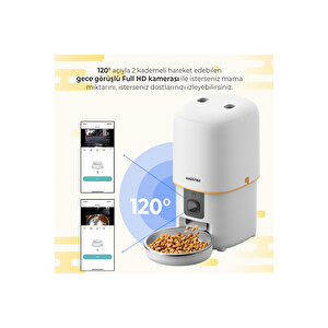 Pf05 Fhd Kameralı Görüş Akıllı Otomatik Kedi Mama Kabı Beyaz Türki̇ye Garanti̇li̇