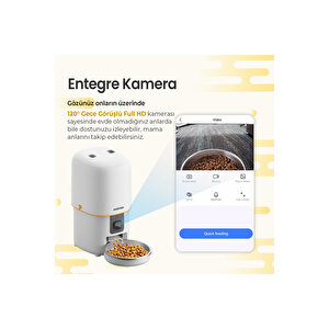 Pf05 Fhd Kameralı Görüş Akıllı Otomatik Kedi Mama Kabı Beyaz Türki̇ye Garanti̇li̇