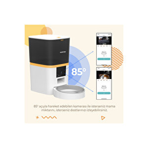 Qq005 Kameralı Akıllı Otomatik Kedi Mama Kabı Beyaz (hausti̇er Türki̇ye Garanti̇li̇)