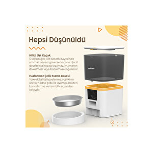 Qq005 Kameralı Akıllı Otomatik Kedi Mama Kabı Beyaz (hausti̇er Türki̇ye Garanti̇li̇)