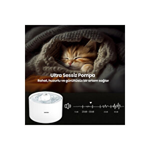 Wf013 Seramik Otomatik Kedi Su Sebili,kedi Su Çeşmesi, Su Pınarı 2lt Geniş Hazne, Ultra Se