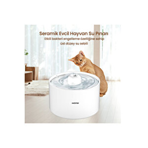 Wf013 Seramik Otomatik Kedi Su Sebili,kedi Su Çeşmesi, Su Pınarı 2lt Geniş Hazne, Ultra Se
