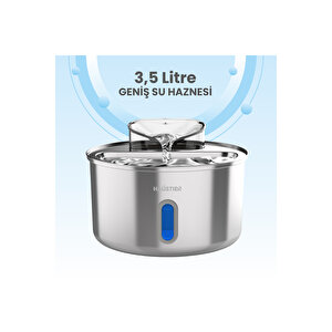 Wf009l-w Pencereli Çelik Otomatik Kedi Su Sebili, Kedi Su Pınarı, 3.5lt Hazne, Ultra Sessiz