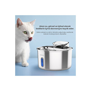 Wf009l-w Pencereli Çelik Otomatik Kedi Su Sebili, Kedi Su Pınarı, 3.5lt Hazne, Ultra Sessiz