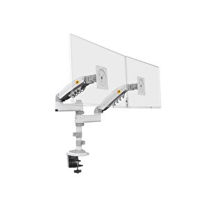 North Bayou Nb H180 17"-27" Çift Kol Amortisörlü Monitör Kolu 2-9 Kg Monitör Standı Beyaz