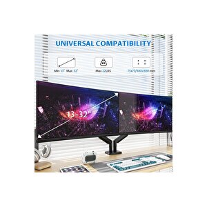 Ef252d 13-32 Inch Çift Kol Profosyonel Amortisörlü Monitör Standı