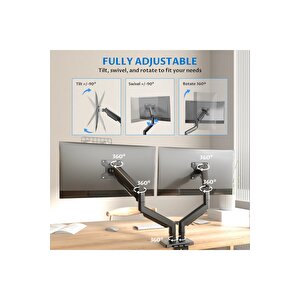 Ef252d 13-32 Inch Çift Kol Profosyonel Amortisörlü Monitör Standı