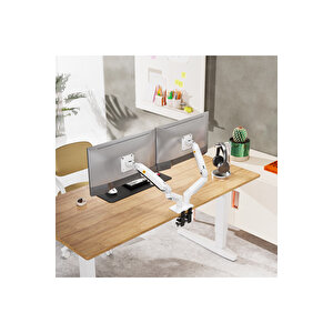 North Bayou Nb F160 17-27 " Monitör Tutucu Çift Kol Amortisörlü 2-9 Kg Vesa Monitör Standı Beyaz