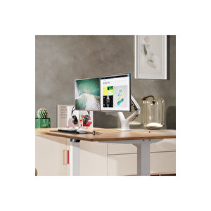 North Bayou Nb F160 17-27 " Monitör Tutucu Çift Kol Amortisörlü 2-9 Kg Vesa Monitör Standı Beyaz