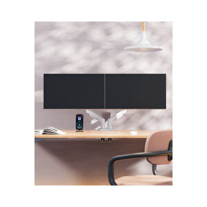 North Bayou Nb F160 17-27 " Monitör Tutucu Çift Kol Amortisörlü 2-9 Kg Vesa Monitör Standı Beyaz