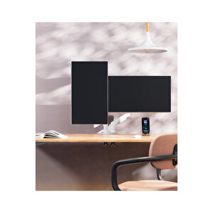 North Bayou Nb F160 17-27 " Monitör Tutucu Çift Kol Amortisörlü 2-9 Kg Vesa Monitör Standı Beyaz