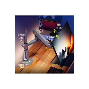 North Bayou A7-gaming , 2-18 Kg ,27"-50 Aralığı Büyük Ekranlar İçin Oyuncu Monitör Standı