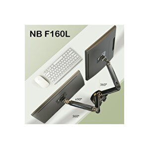Nb F160l Ayarlanabilir Amortisörlü Laptop Standı Ve Ergonomik Monitör Standı - Tutucu 17"-27"-siyah