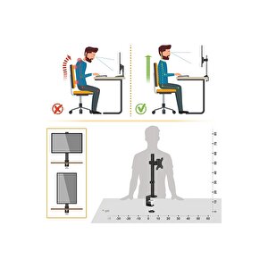 Ef61 Steel Design 2-8 Kg Asansörlü 13"-32" Monitör Standı