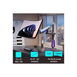 North Bayou G80-gaming , 2-20 Kg , 32"-60" Uyumlu, Rgb Aydınlatmalı, Oyuncu Monitör Standı