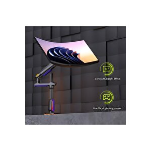 North Bayou G80-gaming , 2-20 Kg , 32"-60" Uyumlu, Rgb Aydınlatmalı, Oyuncu Monitör Standı