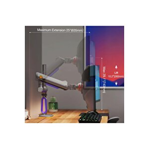 North Bayou G80-gaming , 2-20 Kg , 32"-60" Uyumlu, Rgb Aydınlatmalı, Oyuncu Monitör Standı