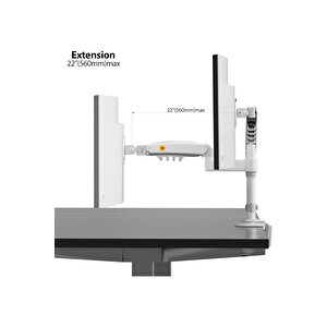 Nb H100 17"-30" Monitör Tutucu Kol Amortisörlü 2-9 Kg Vesa Monitör Standı (beyaz)