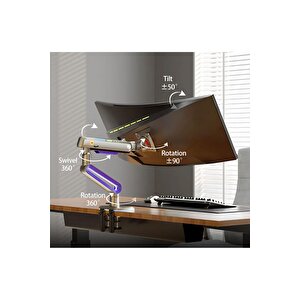 North Bayou G70-gaming , 2-20 Kg , 32"-60" Uyumlu, Rgb Aydınlatmalı, Oyuncu Monitör Standı