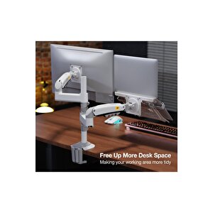 Nb North Bayou H180-fp Beyaz Amortisörlü 17-27 Monitör Tutucu Ve 10-17 Laptop Standı