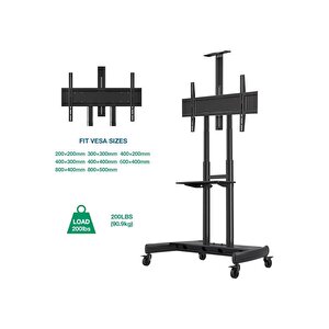 Ava1800-70-1p Düz Panel Ekranlar Için 55-90 Inch Tuv Sertifikalı Tekerlekli Tv Standı