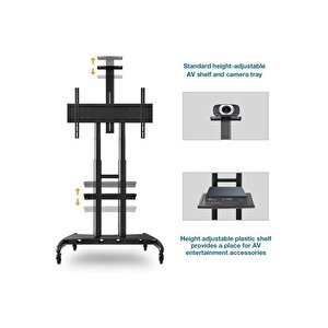 Ava1800-70-1p Düz Panel Ekranlar Için 55-90 Inch Tuv Sertifikalı Tekerlekli Tv Standı