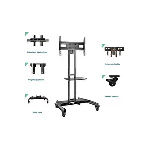 Ava1500-60-1p Düz Panel Ekranlar Için 32-75 Inch Uyumlu Tuv Sertifikalı Tekerlekli Tv Standı