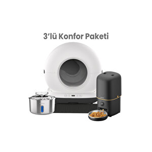 Akıllı Otomatik Kedi Tuvaleti, Akıllı Mama Kabı,kedi Su Sebili 3 Lü (haustier Tr Garantili)