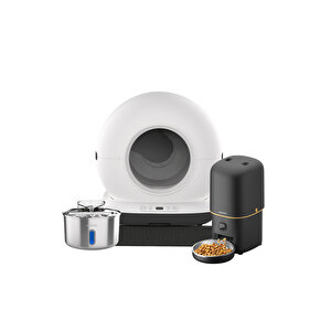 Akıllı Otomatik Kedi Tuvaleti, Akıllı Mama Kabı,kedi Su Sebili 3 Lü (haustier Tr Garantili)