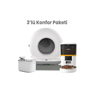 Kamerali Akıllı Otomatik Kedi Tuvaleti, Akıllı Mama Kabı,kedi Su Sebili 3 Lü Tr Garantili