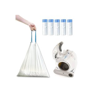 Akıllı Kedi Tuvaleti , Tüm Modeller Ile Uyumlu, Büzgülü Çöp Poşeti 5li Rulo ( 5 X 15 Adet ) 75 Adet