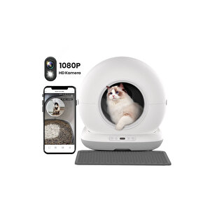 Cb002 Kamerali Akıllı Otomatik Kedi Tuvaleti, App Ile Kontrol, Türki̇ye Garanti̇li̇