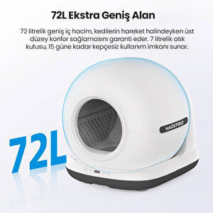 Cb002 Kamerali Akıllı Otomatik Kedi Tuvaleti, App Ile Kontrol, 72lt Hazne, 7lt Çöp Haznesi