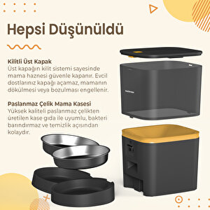Akıllı Otomatik Kedi Tuvaleti Akıllı Mama Kabı 2 Li Set CB002S-QQ009DS  (Haustier Türkiye Garantili)