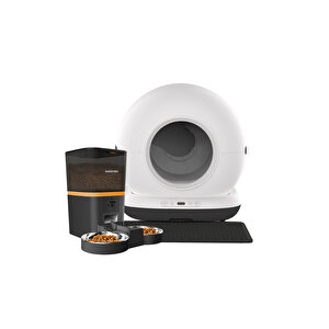 Akıllı Otomatik Kedi Tuvaleti Akıllı Mama Kabı 2 Li Set (haustier Türkiye Garantili)