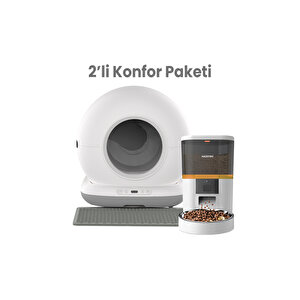Akıllı Otomatik Kedi Tuvaleti Akıllı Mama Kabı 2 Li Set (haustier Türkiye Garantili)