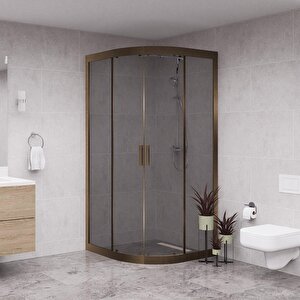 Bronze Luna 6mm Füme Cam Oval Duşakabin 130x130 cm