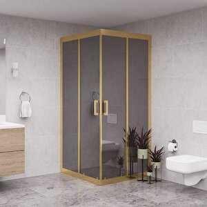 Gold Quandrum 6mm Reflekte Cam Kare Duşakabin 70x70 cm