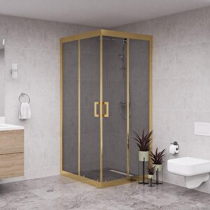 Gold Quandrum  6mm Füme Cam Kare Duşakabin 80x80 cm