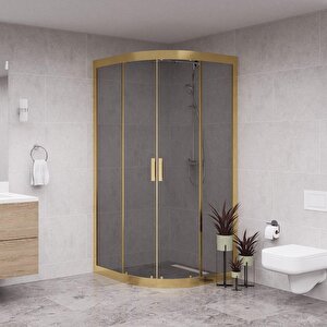 Gold Luna 6mm Füme Cam Oval Duşakabin 110x110 cm