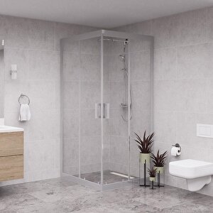 Silver Quandrum  6mm Şeffaf Cam Kare Duşakabin 90x90 cm