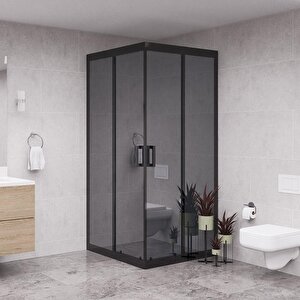 Black Quandrum 6mm Reflekte Cam Kare Duşakabin Bjtuy168 130x130 cm