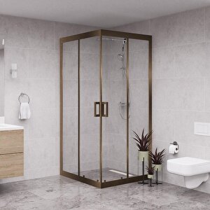 Bronze Quandrum  6mm Şeffaf Cam Kare Duşakabin 90x90 cm